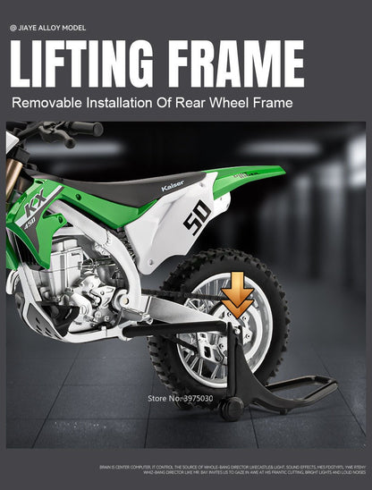 1:12 Kawasaki KX450 Motorcycle Car Toy Model Alloy Diecast Wheel Steering Miniature Mountain Off-road Motorcycles Boys Xmas Gift