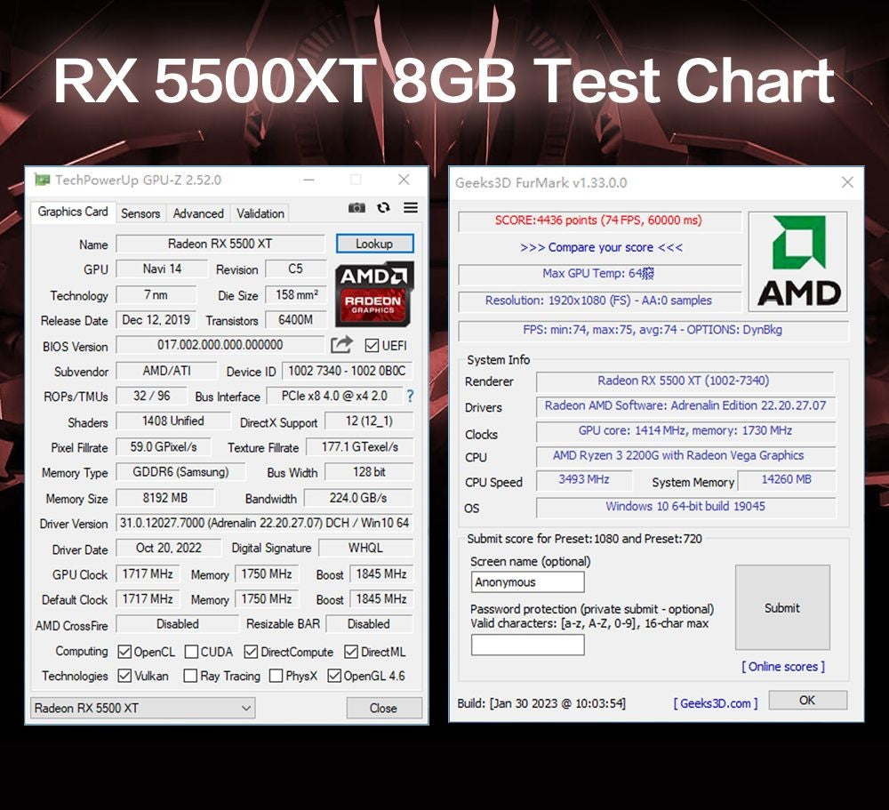 Placa de Vídeo Gamer MLLSE AMD RX5500XT 8G 8GB 128Bit GDDR6 PCI-E 4.0×8 GPU Radeon rx5500xt 8gb