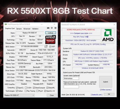 Placa de Vídeo Gamer MLLSE AMD RX5500XT 8G 8GB 128Bit GDDR6 PCI-E 4.0×8 GPU Radeon rx5500xt 8gb