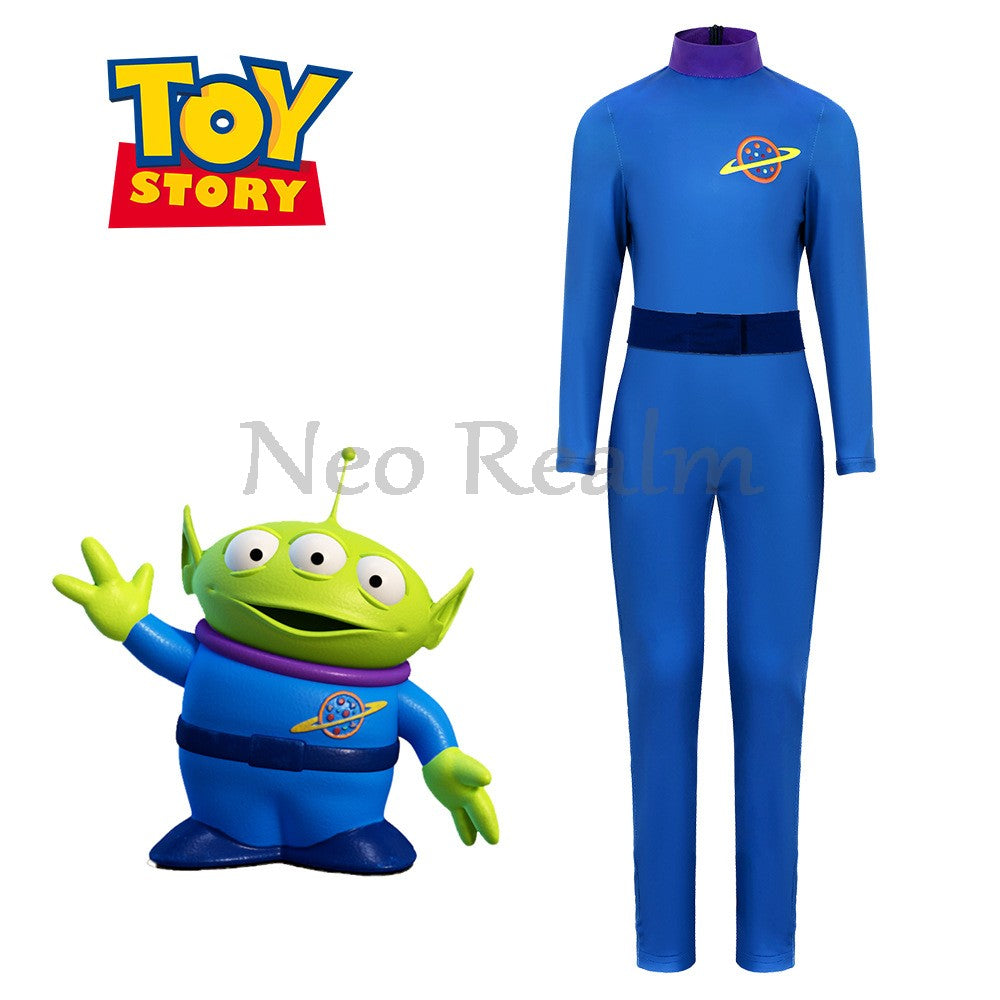 Anime Blue Three-Eyed Monster Cosplay Bodysuit with Planet Badges Halloween Stage Performance Outfit In Stock