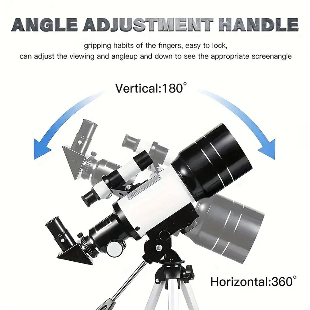 Telescópio Astronômico 150X, Refrator de Abertura de 70mm, Telescópio Portátil de Viagem com Adaptador de Celular e Controle Remoto Sem Fio