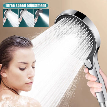 New High Pressure 13cm Shower Head Black 3 Modes Water Saving Spray Nozzle Massage Rainfall Shower Hose Bathroom Accessories Set