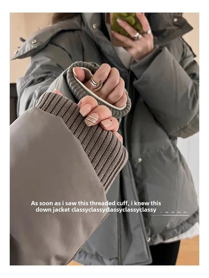 Winter Grey Heart Shaped Short down Cotton Jacket Men Women Couple Bread Style Outerwear Unique Design Sensation Coat