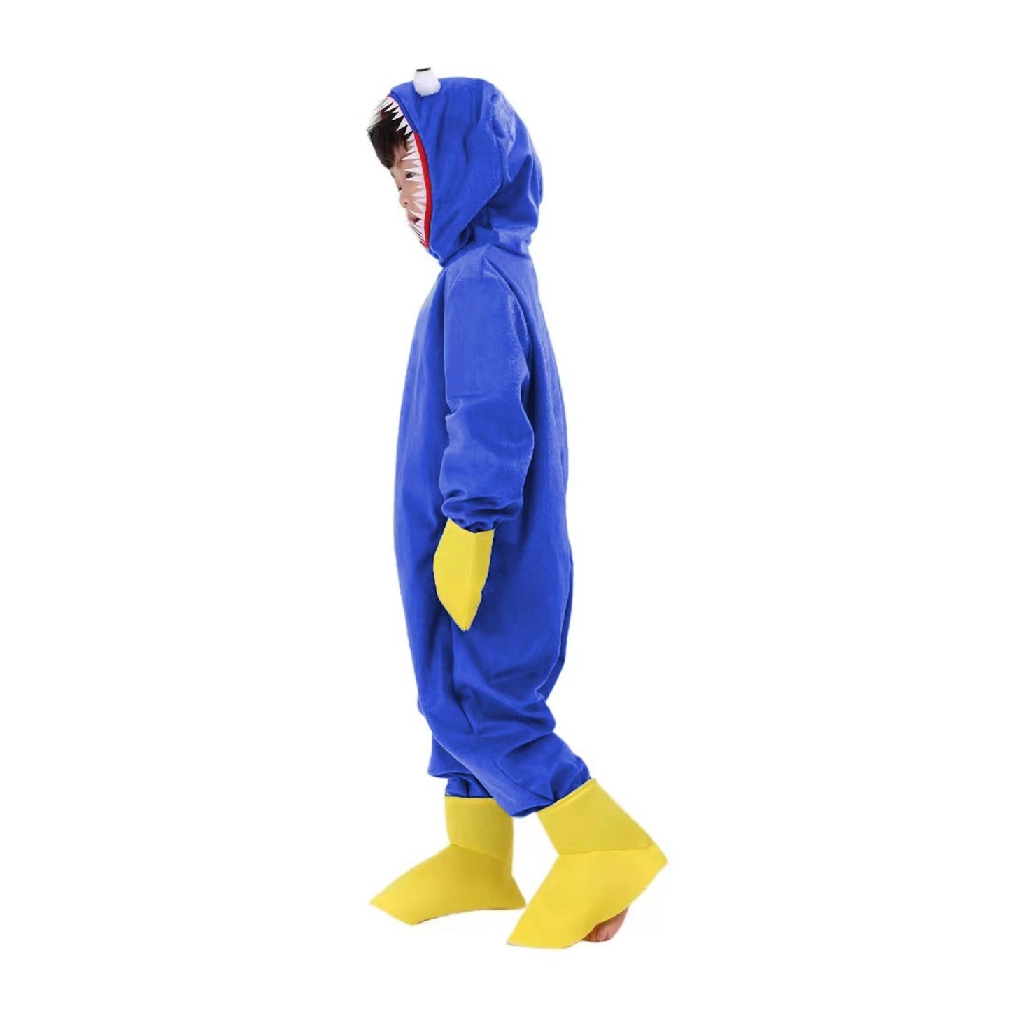 Blue Monster Cosplay Costume Play Game Character Plush Horror Scary Soft Gift for Boys Girls Halloween Party Hooded Jumpsuit