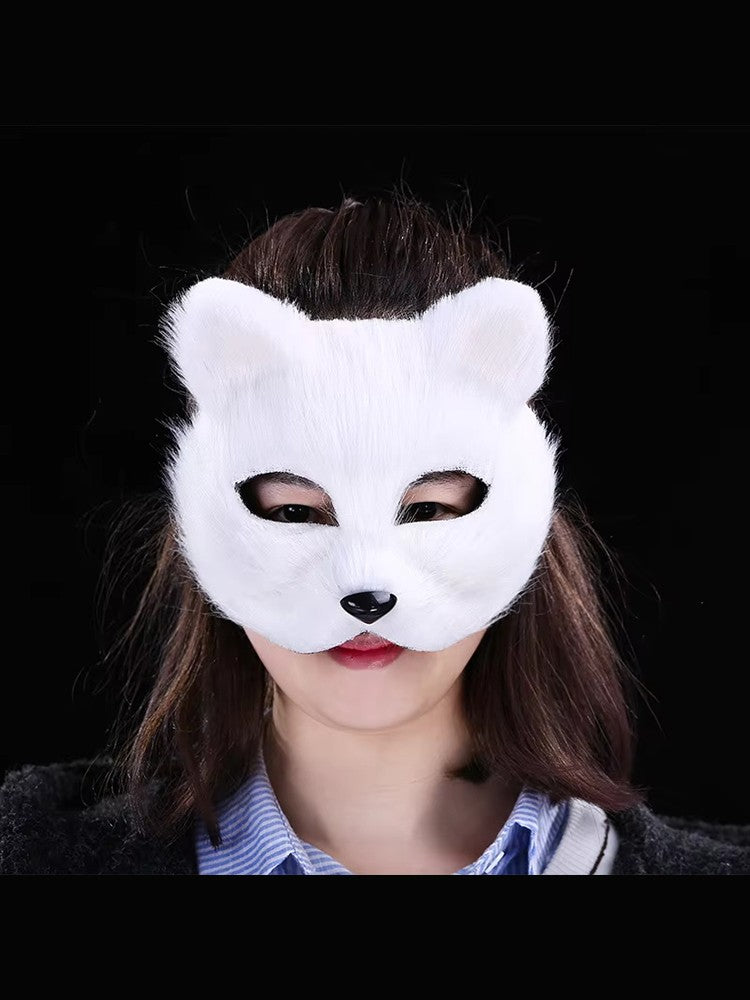 Halloween Fox Shape Half Face Eye Mask Sexy Imitation Cat Hair Animal Mask Christmas Carnival Party Cosplay Costume Props Masque