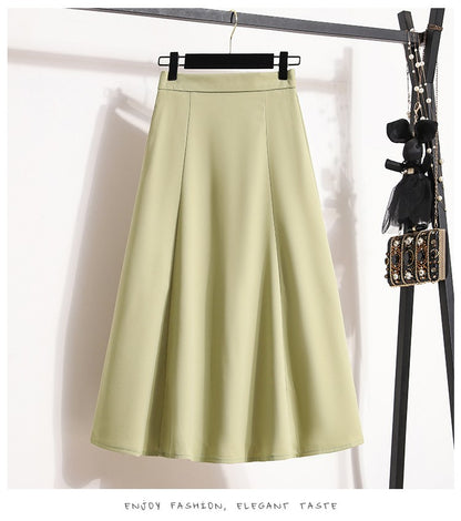 Ladies' Summer High Waist Plus Size Skirts 2026 Mid To Long Flowing Suit Skirt New Style Casual Solid Color A-line Skirt