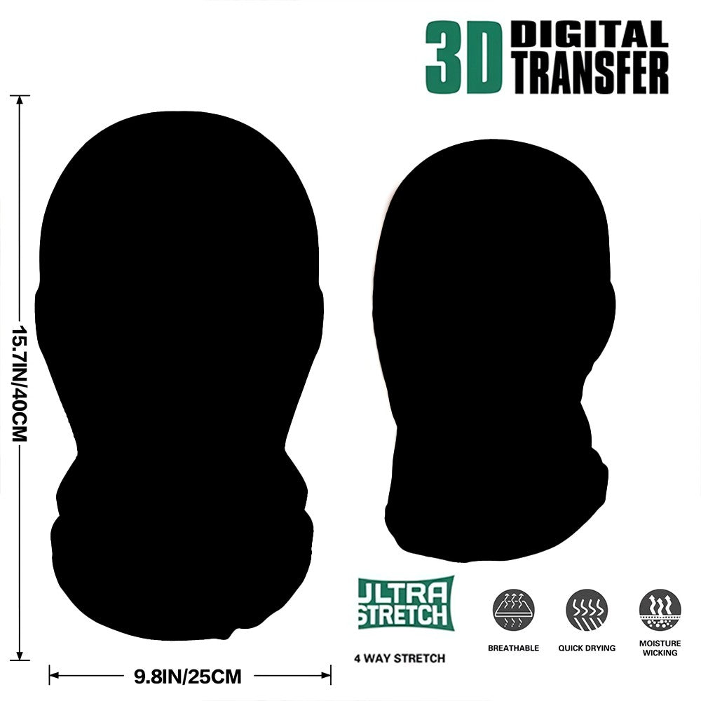 3D Printed Funny Full Face Mask Elastic Mesh Balaclava with Ice Silk Sunscreen Scarf Breathable Halloween Cosplay Party Costume Prop for Men Women