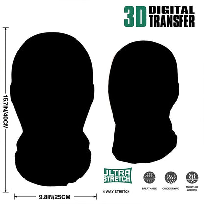 3D Printed Funny Full Face Mask Elastic Mesh Balaclava with Ice Silk Sunscreen Scarf Breathable Halloween Cosplay Party Costume Prop for Men Women