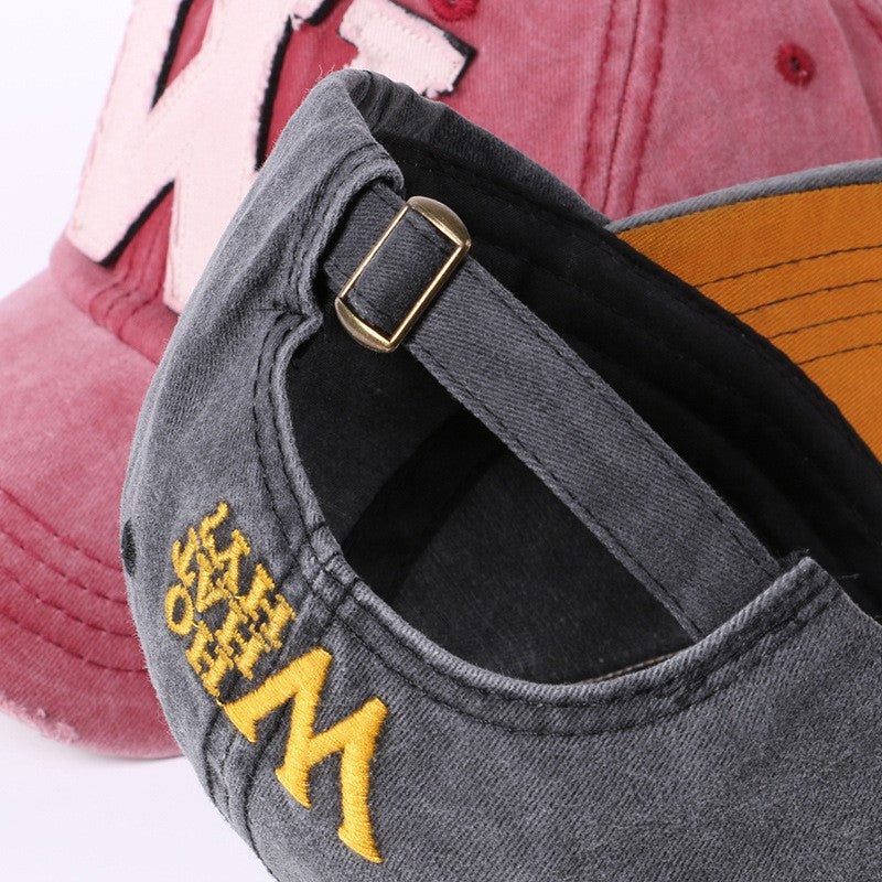 Vintage Washed Cotton Baseball Cap Letter W Embroidery Adjustable Unisex Cotton Sun Hat for Men Women Casual Fashion Streetwear