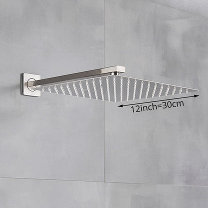 Chuveiro Quadrado de Teto 8"/10"/12" Ultrafino para Banheiro com Braço de Chuveiro Acessórios de Torneira Montado na Parede