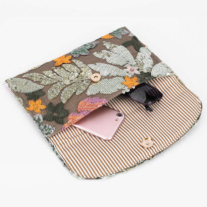 Straw Bag Evening Clutch Sequin Envelope Package Embroidered Handbag for Wedding Vacation Travel