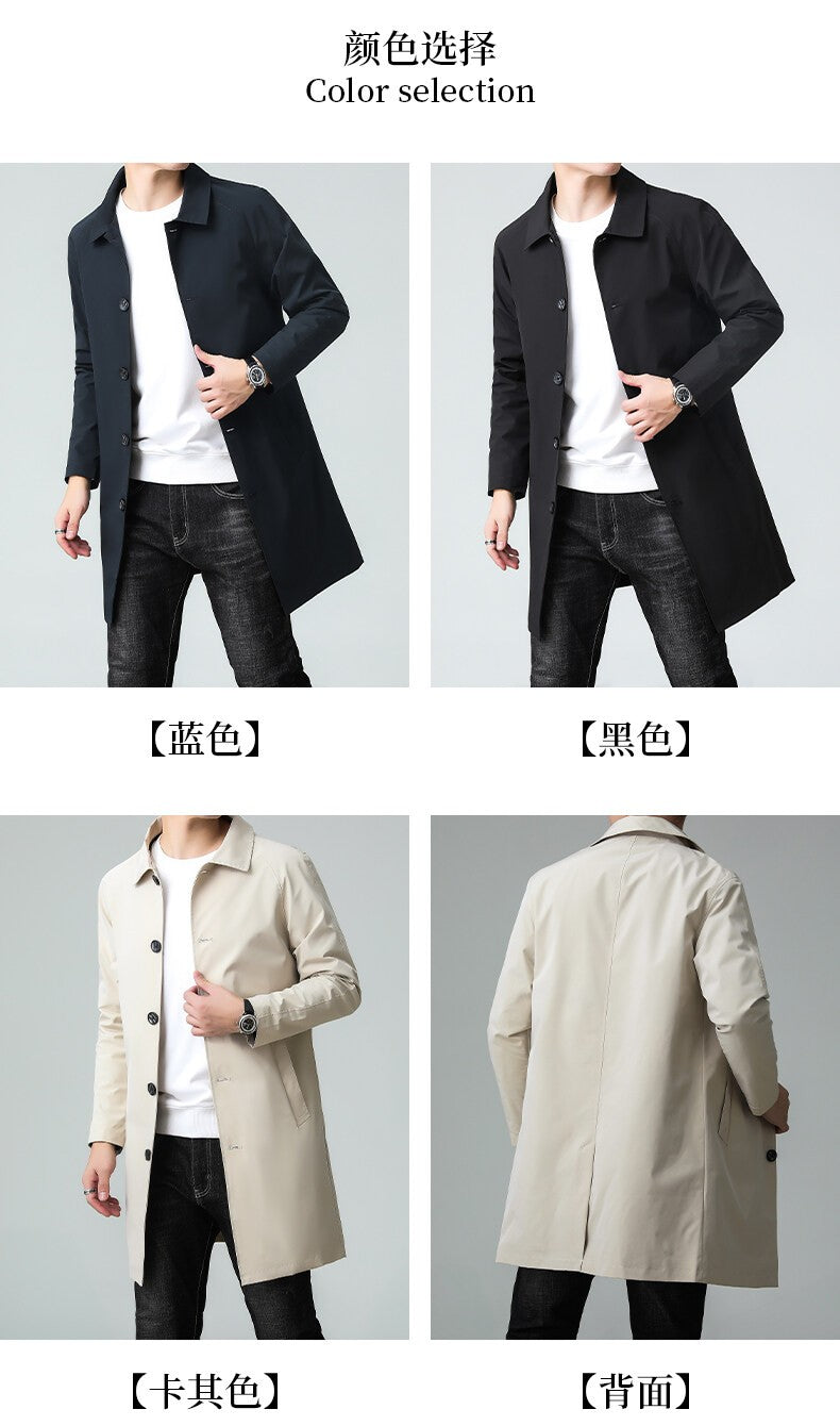 Top Quality Korean New Brand Casual Fashion Long Men Trench Coat  Windbreaker Overcoat Slim Fit Long Jacket Men Clothing