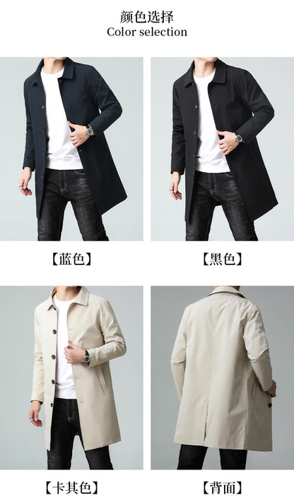 Top Quality Korean New Brand Casual Fashion Long Men Trench Coat  Windbreaker Overcoat Slim Fit Long Jacket Men Clothing