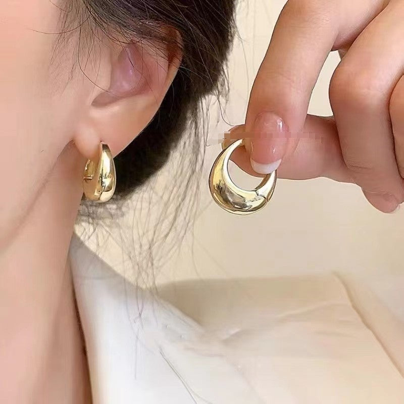 Brincos de Argola Grossos de Aço Inoxidável Lisos para Mulheres Brincos de Argola Redondos Modernos Joias da Moda