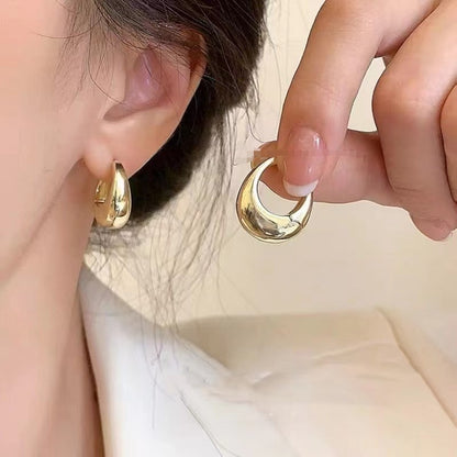 Brincos de Argola Grossos de Aço Inoxidável Lisos para Mulheres Brincos de Argola Redondos Modernos Joias da Moda