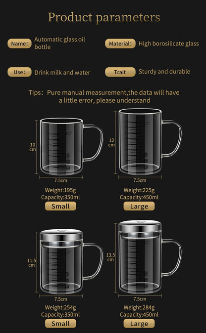 Y-244 Copo de Leite Caneca de Café Copo Medidor Graduado com Alça de Vidro Borossilicato Copos Medidores de Qualidade Alimentar Multifuncionais
