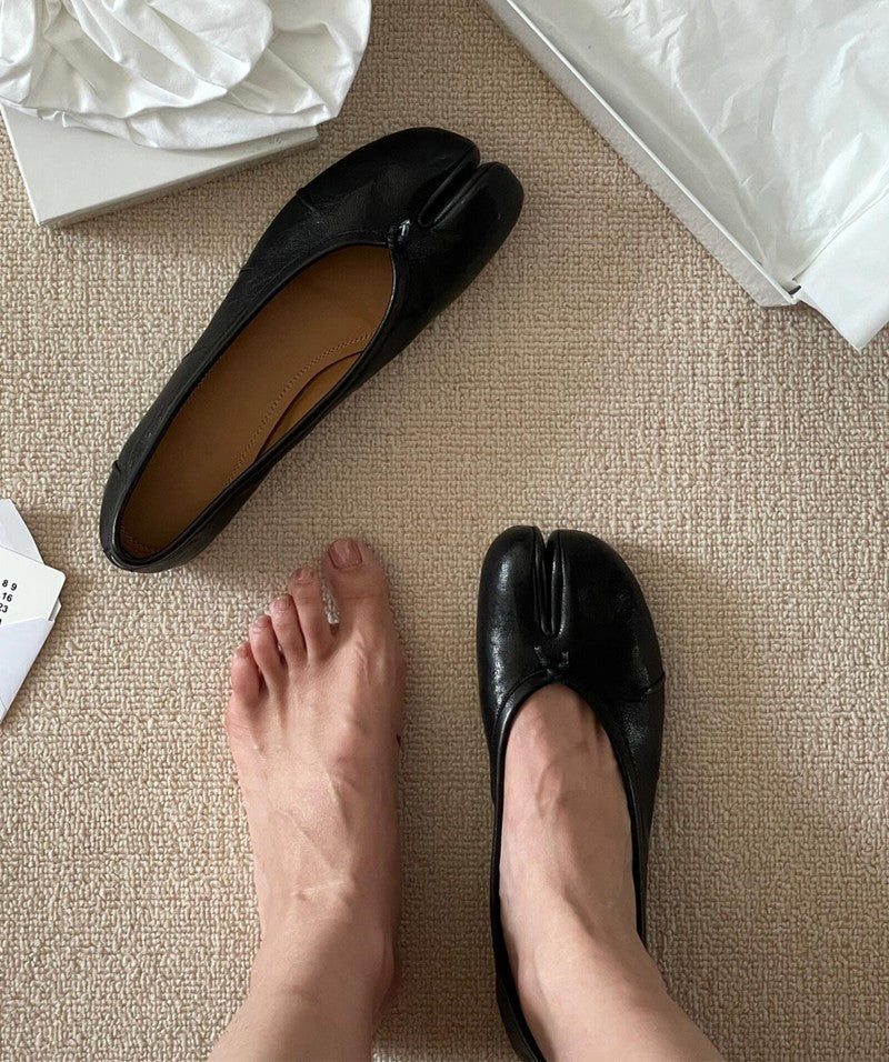 Fashion Soft Leather Split Toe Women Tabi Ballet Flats Spring Autumn Comfortable Walking Lazy Loafers Casual Girls Dance Shoes