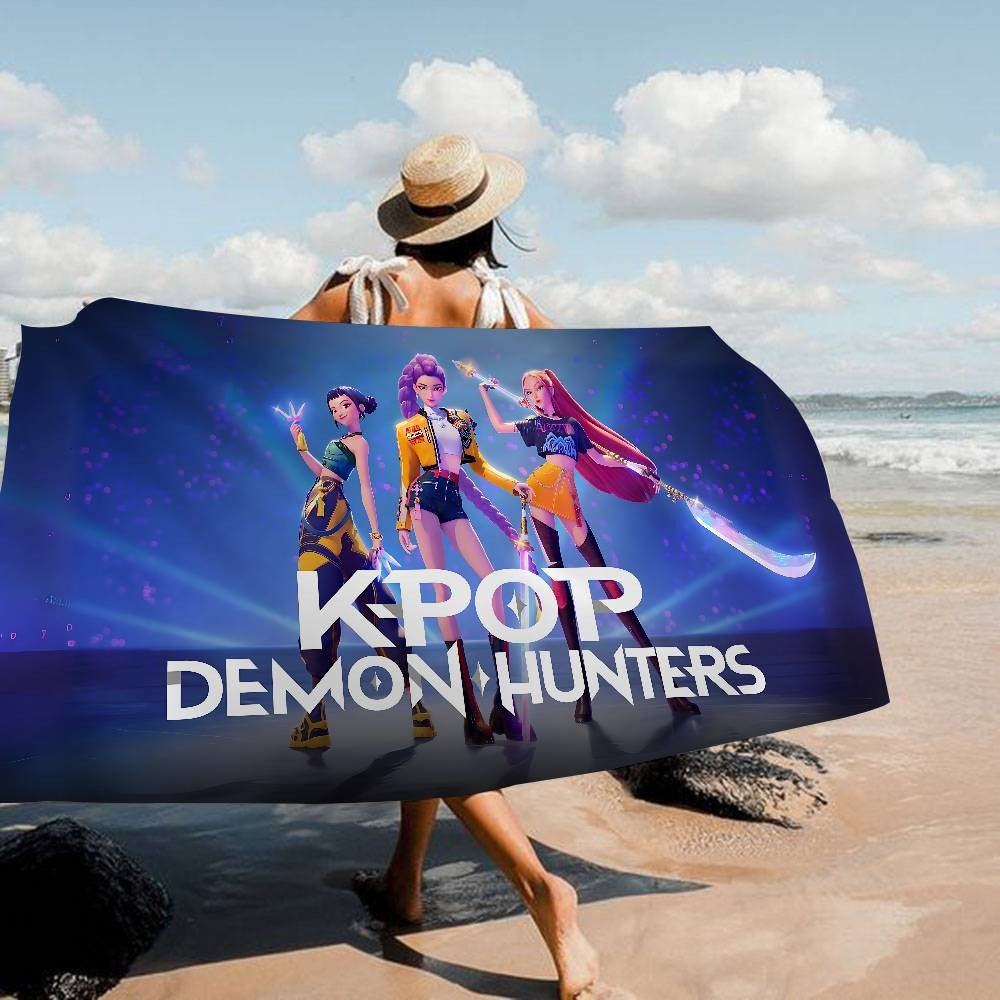Popular KPop Movie D-Demon H-Hunters Microfiber Blanket Quick Drying Beach Towels Oversized Printing Super Absorbent Pool Towe