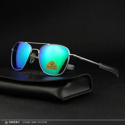 RE Sunglasses Man USA Army Military Aviation Pilot Sunglasses Woman Glass Lens Luxury Brand Retro Titanium Frame High Quality