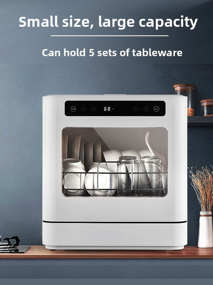Desktop Household Dishwasher Plastic Intelligent Fully Automatic Disinfecting High Temperature 5 Sets Capacity 800W Electric