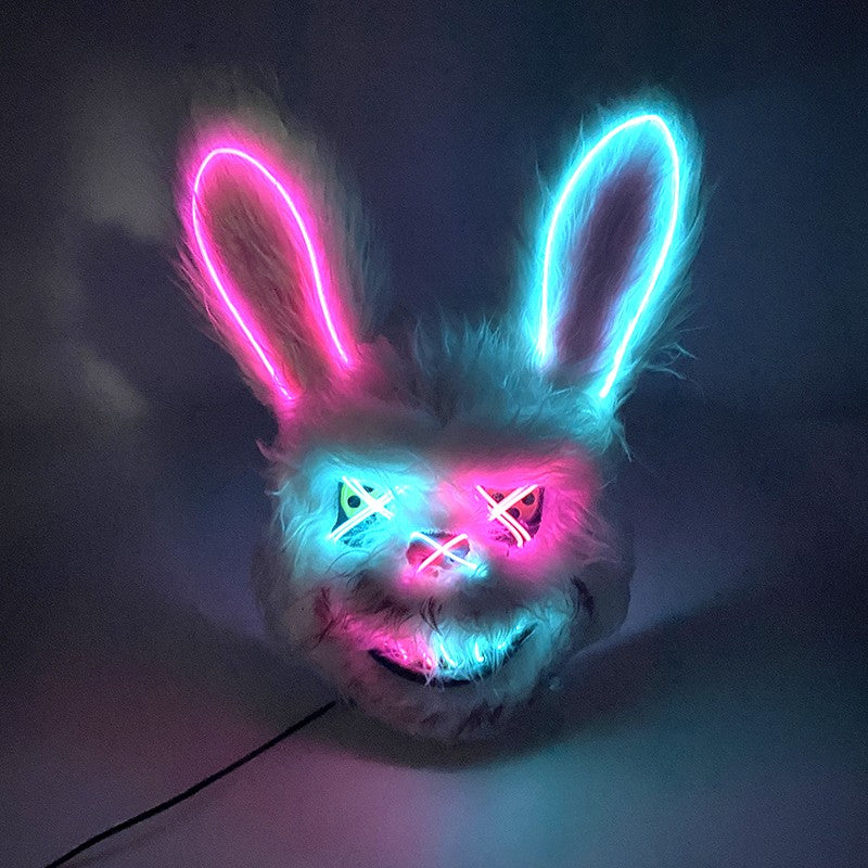Hot Bloody Rabbit Bear Luminous LED Mask Halloween Horror Bunny Mask Carnival Party Props Cosplay Dress Up Headgear