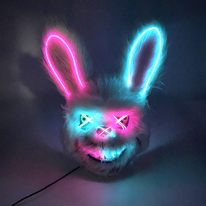 Hot Bloody Rabbit Bear Luminous LED Mask Halloween Horror Bunny Mask Carnival Party Props Cosplay Dress Up Headgear