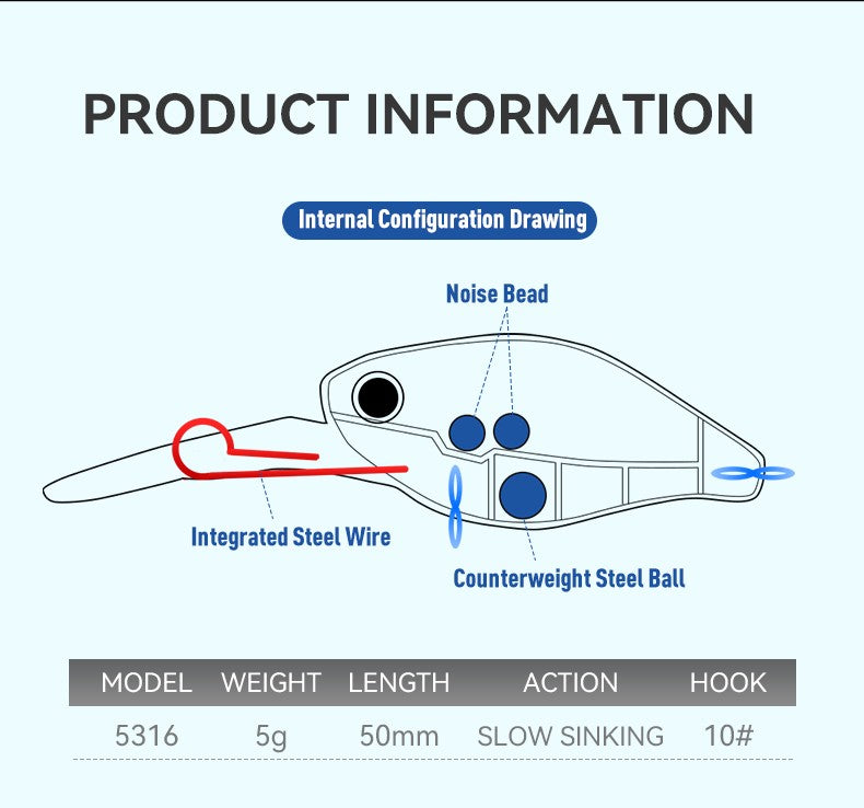 Iscas de Pesca Kingdom de Afundamento Lento 5g 50mm Minnow Crankbaits Pequenas Iscas Artificiais Duras Crank Wobblers de Pesca para Truta