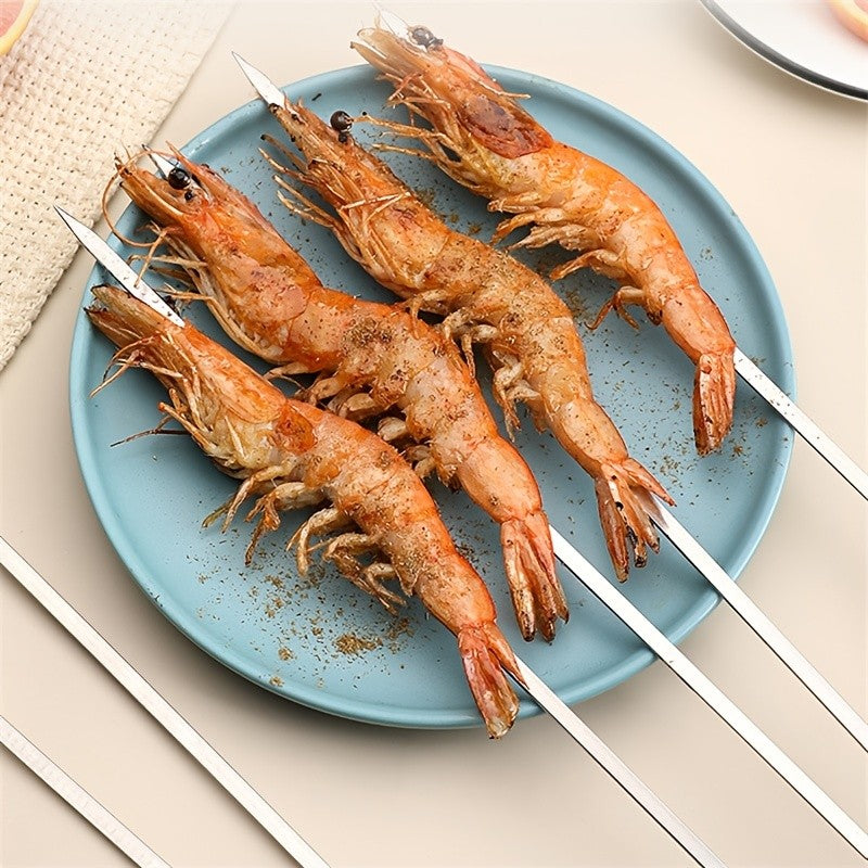 10Pcs Stainless Steel Barbecue Skewer Reusable BBQ Skewers Kebab Iron Stick For Outdoor Camping Picnic Tools Cooking Tools