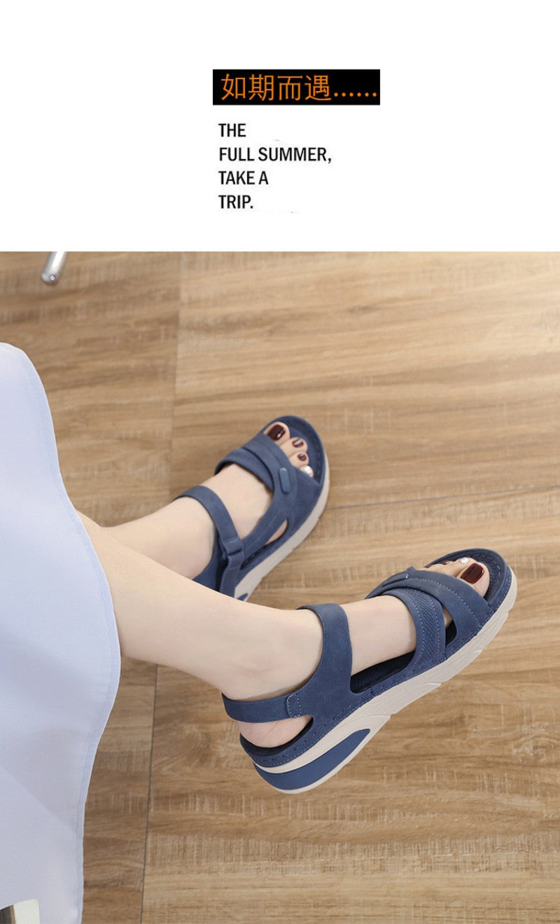Sandal Lightweight Casual Sporty Comfortable Thick-Soled Velcro Versatile Fashion Trend Breathable National Style Wear-Resistant