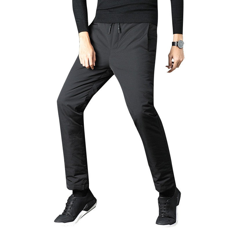 Quality Duck Down Pants for Men Thickened High Waist Loose Fit Warm Winter Trousers calça masculina moletom masculino PT-581