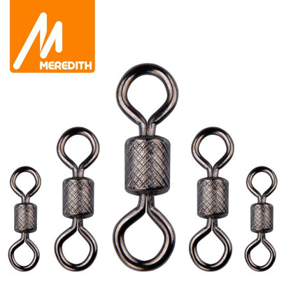 Meredith 50PCS/Lote Giradores de Pesca Rolamento de Esferas Giratório com Fecho de Segurança Anéis Sólidos Giratório para Acessórios de Pesca de Carpa