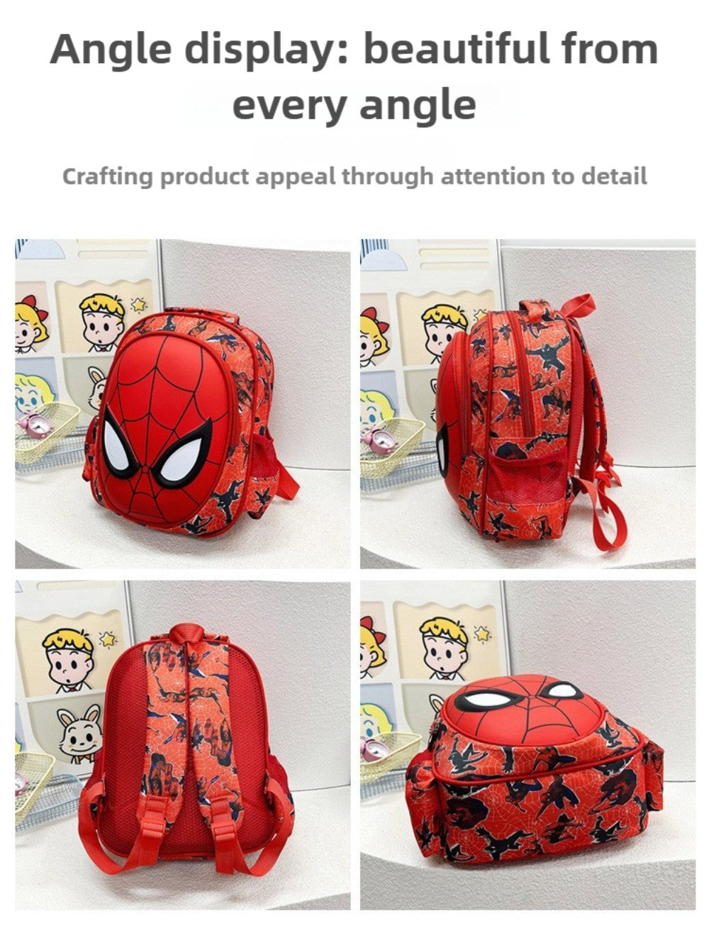 Mochila Infantil Escolar Homem-Aranha da Marvel, Bonita, Leve, Ergonômica, para Meninos e Meninas do Jardim de Infância