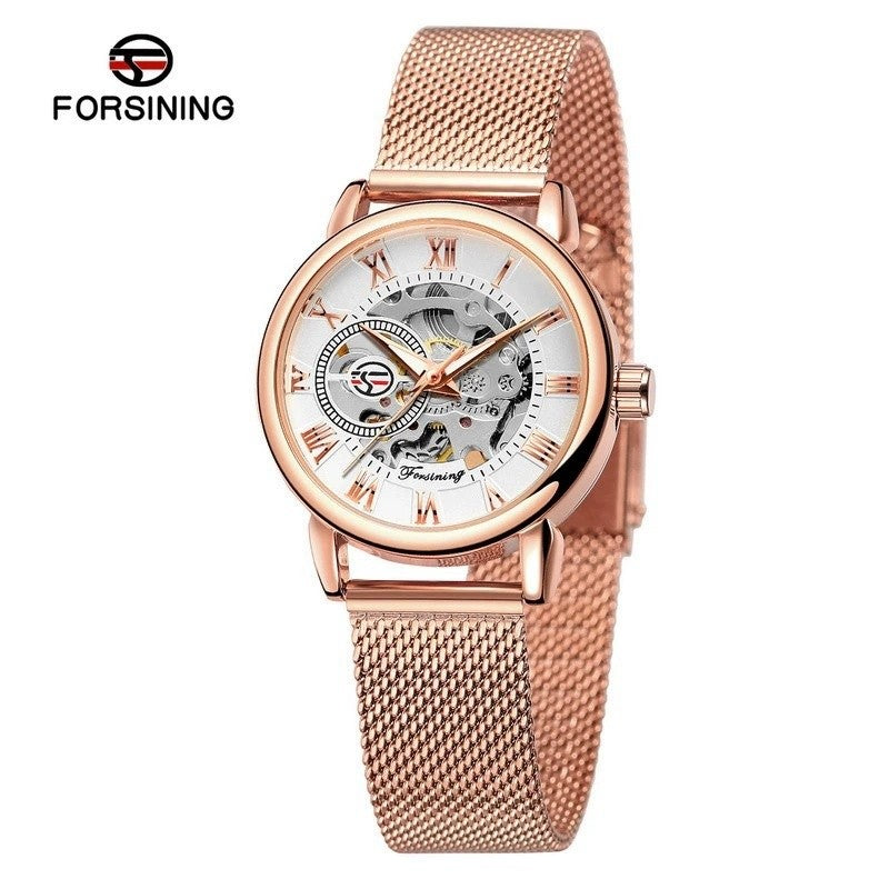 Forsining 099L Girl Bracelet Mechanical Watch With Manual Hand Wind Mechanical Wristwatch Mesh strap Female Watch Reloj Mujer