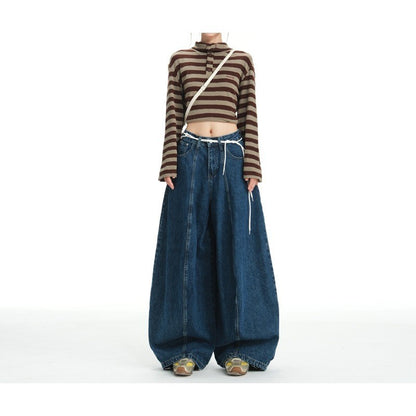 Autumn and winter women's retro washed wide-leg jeans loose and thin lazy wind scimitar balloon pants mopping pants long