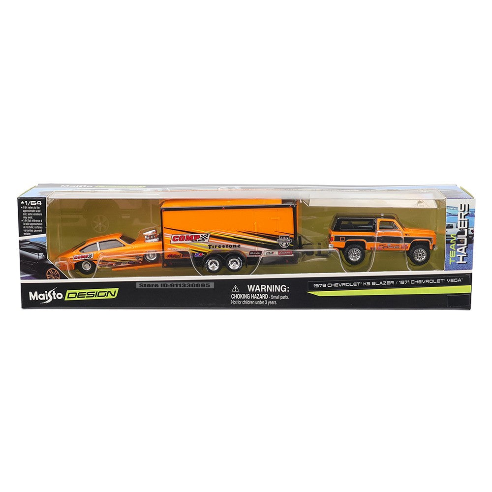 Maisto 1:64 1979 Chevrolet® K5/Reboque de carro/Chevrolet Vega Blazer 1971 modelo de carro de precisão fundido Presente de coleção de modelos