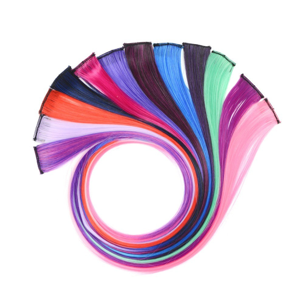 Mega Hair Tic Tac Sintético 55 cm Longo Colorido Liso Peças de Cabelo Sintéticas para Uso Diário Festas