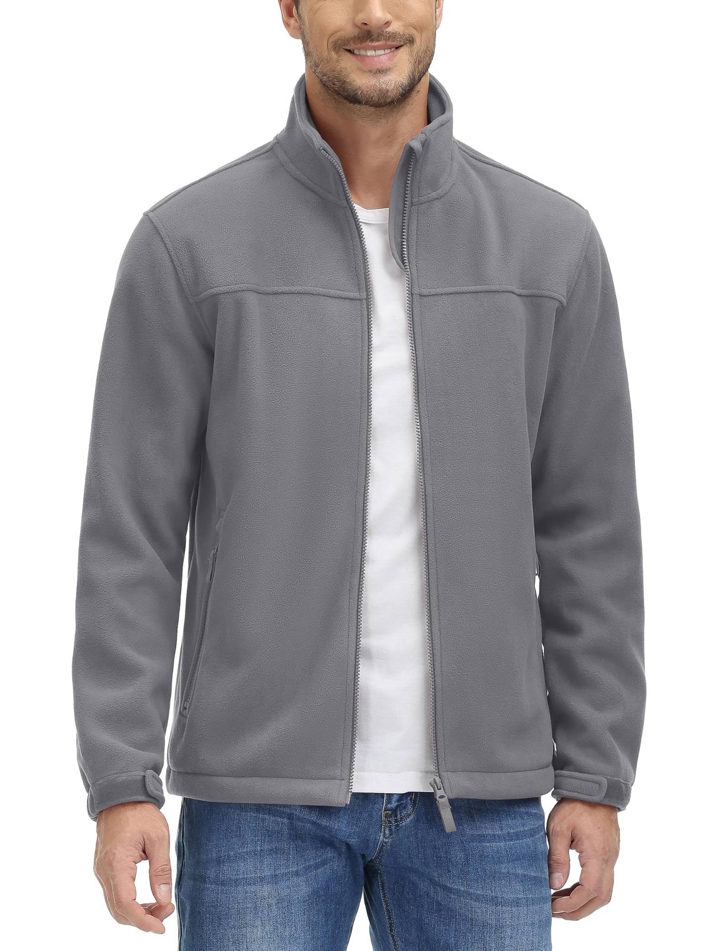 TACVASEN Winter Windproof Fleece Jackets Full Zip Mens Winter Jacket Multi-Pockets Work Coats Hiking Windbreaker Climbing Parka
