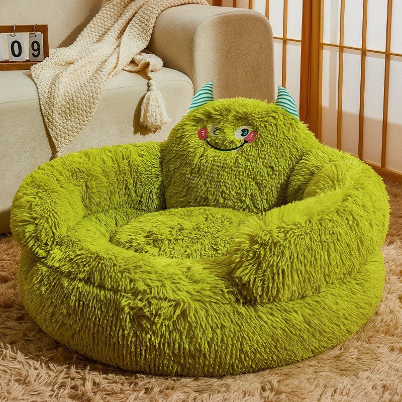 Cama Calmante em Formato de Pata para Pets, Cama de Rosca de Pelúcia Sintética para Cães e Gatos, Lavável à Máquina, Base Antiderrapante