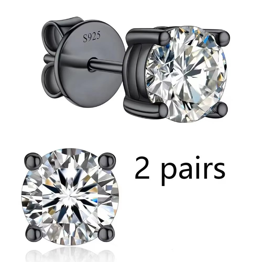 S925 Sterling Silver Four/Six Jaw Moissanite Earrings VVS1 White&Black Moissanite GRA Certified Male And Female Earrings Gift