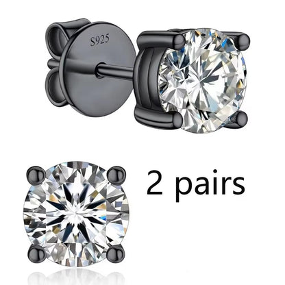 S925 Sterling Silver Four/Six Jaw Moissanite Earrings VVS1 White&Black Moissanite GRA Certified Male And Female Earrings Gift