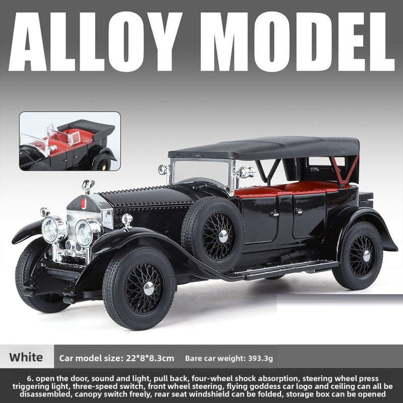 Simulação 1:24 Phantom Vintage Car Liga Modelo de Carro Coleção Enfeites Luz de Som Puxar para Trás Menino Presente Miniatura de Luz de Som