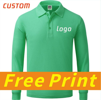 Leisure long sleeved POLO shirt custom autumn and spring long sleeved lapel t-shirt with printed logo and personalized design em