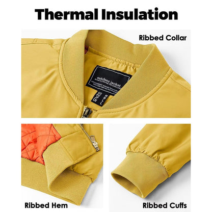 MAGCOMSEN Men's Aviator Jackets Thick Warm Orange Lining Bomber Jackets Fall Winter Casual Windproof Coats