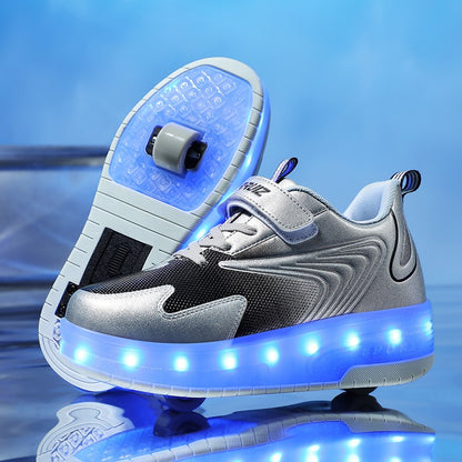 Kids Sneakers USB Recharge Light Up Skates Shoes Boys Girls Casual Skateboarding Shoe Roller Skate Outdoor Sports Shoes With LED