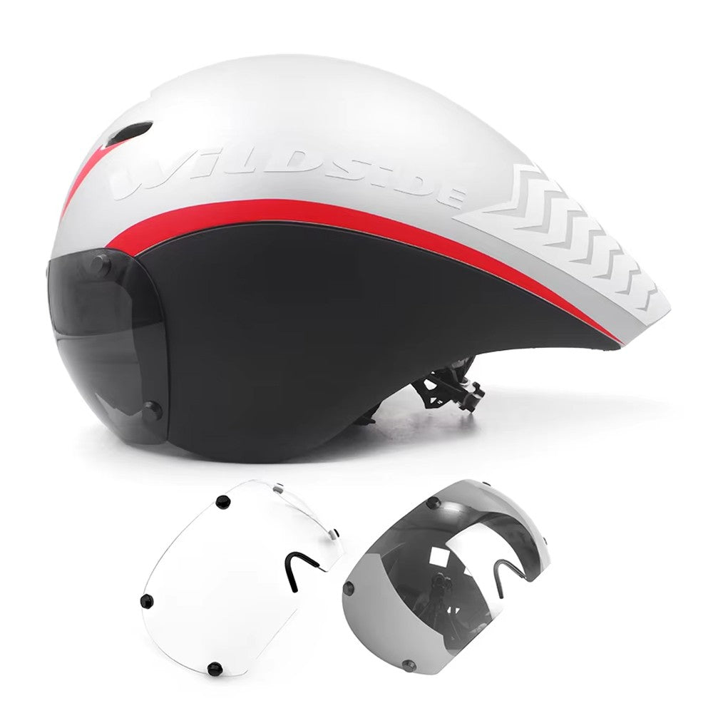Capacete de Ciclismo de Estrada Wildside Aero TT Capacete de Segurança para Bicicleta de Triathlon Ultraleve com Óculos Acessórios para Bicicleta