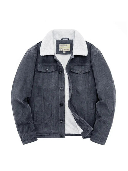 Male Cotton Jackets Padded Warm Loose Parka Coat Corduroy Short Jacket Man Solid Fur Collar Windbreaker Winter Men Fleece Jacket