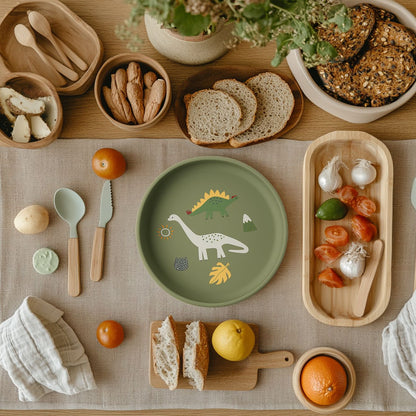 1PCS Dinosaur Silicone Baby Plate BPA Free Cartoon Food Tray For Toddlers Self Feeding Training 6M+ Easy Clean Tableware