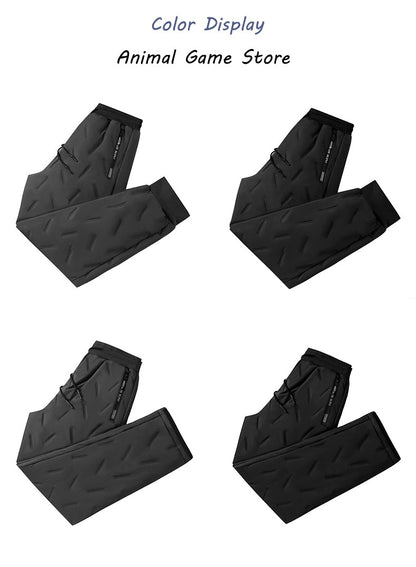 Autumn Mens Thermal Streetwear Plush Thick Fleece Sweatpant Lambswool Waterproof Trousers Winter Waem Casual Windproof Pants