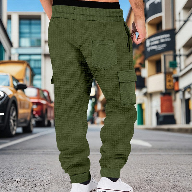 Men's Clothing  Pants Autumn Winter Fashion Casual Heavyweight Small Check Loose Jogger Sweatpants Waffles