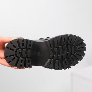 2025 Plus Size 42 Summer Black Vintage Platform Flats Shoes Women Easy To Put on Butterfly Knot Med Heels Loafers Daily Shoes